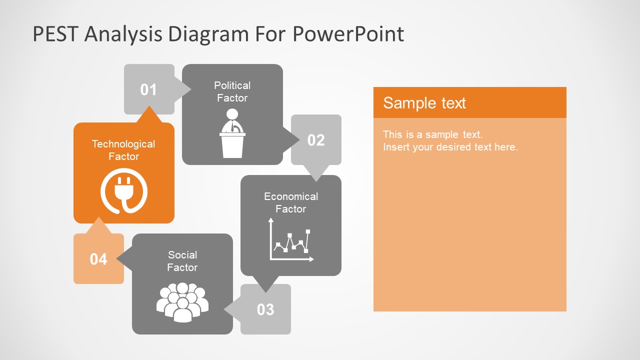 Flat PowerPoint PEST Analysis Diagram