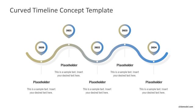 5 Steps Horizontal Timeline PowerPoint