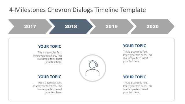 4 Chevron Dialogs Milestone PPT