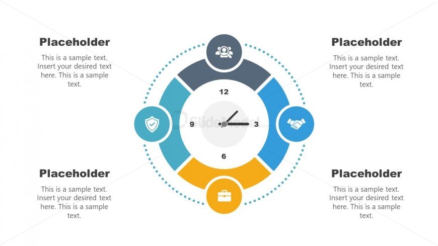 4 Steps Clock Shape Time Management Template 