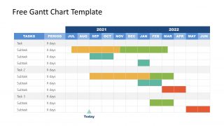 PPT Template of Gantt Chart for Year 