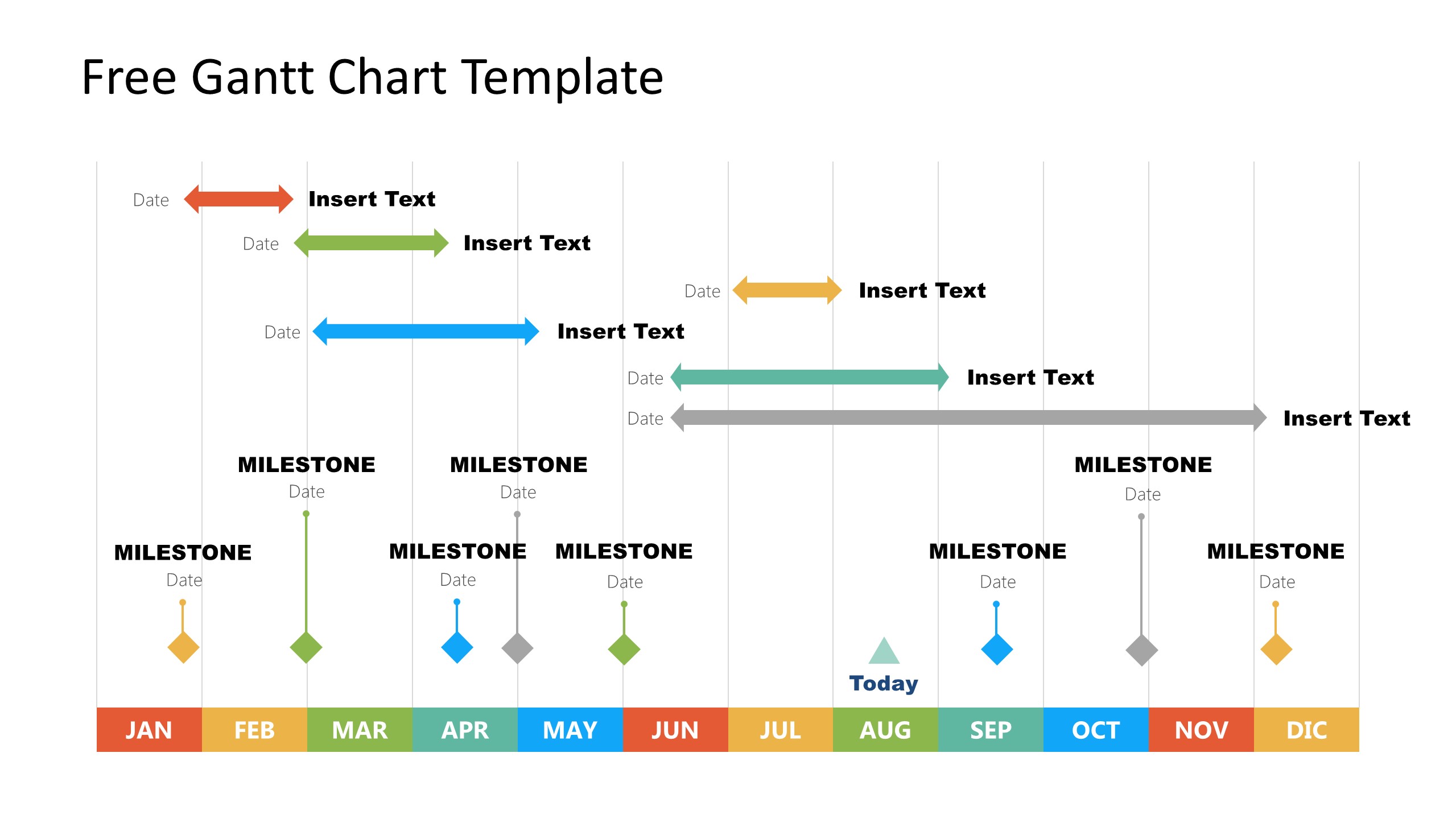 Flat Roadmap Gantt Chart With Milestones Slidemodel Images