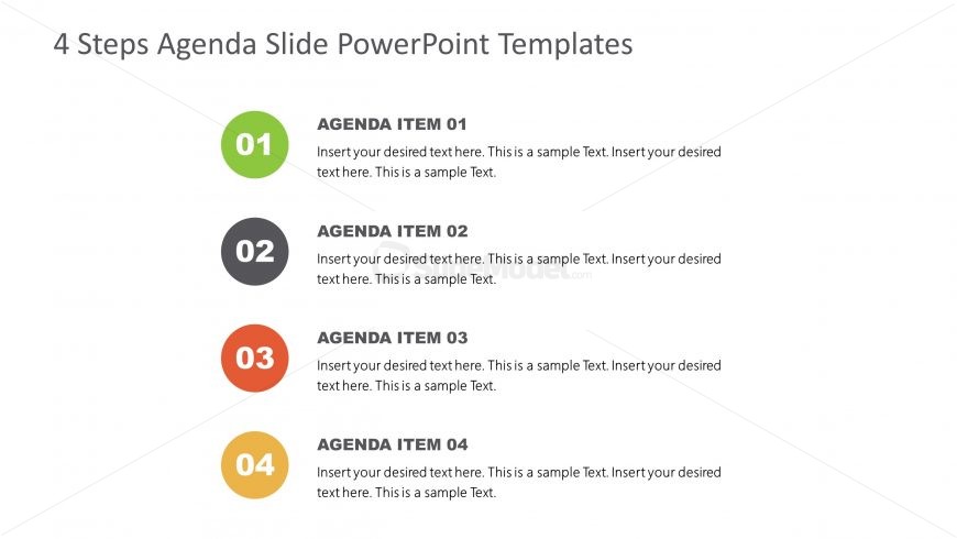 Agenda Presentation Template of 4 Items 