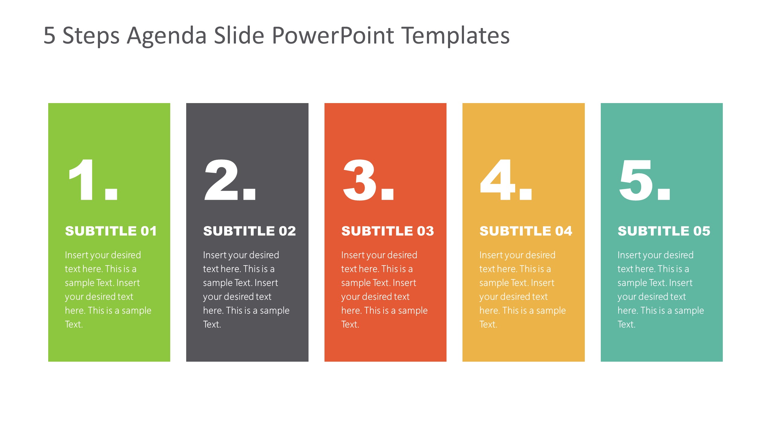 Agenda Presentation Template of 5 Items 