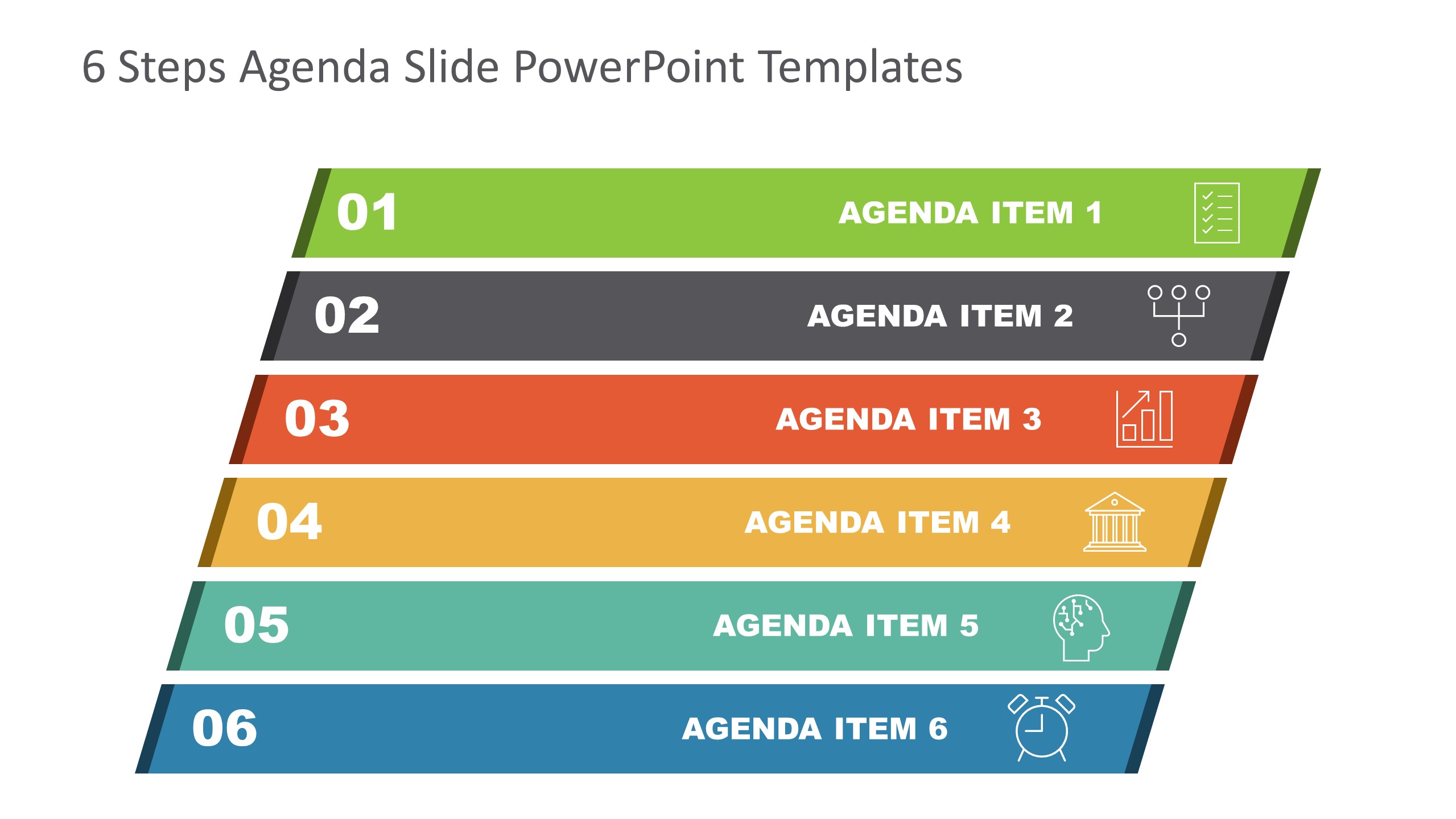 Agenda Presentation Template of 6 Items 