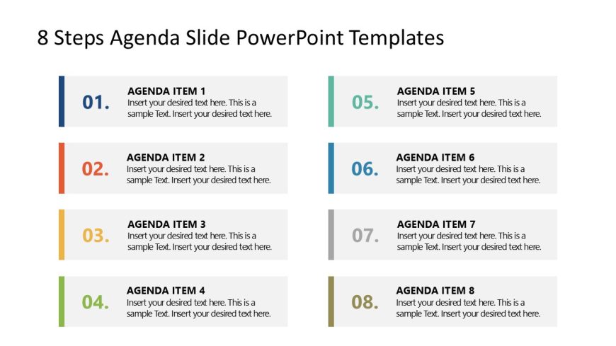 Agenda Presentation Template of 8 Items