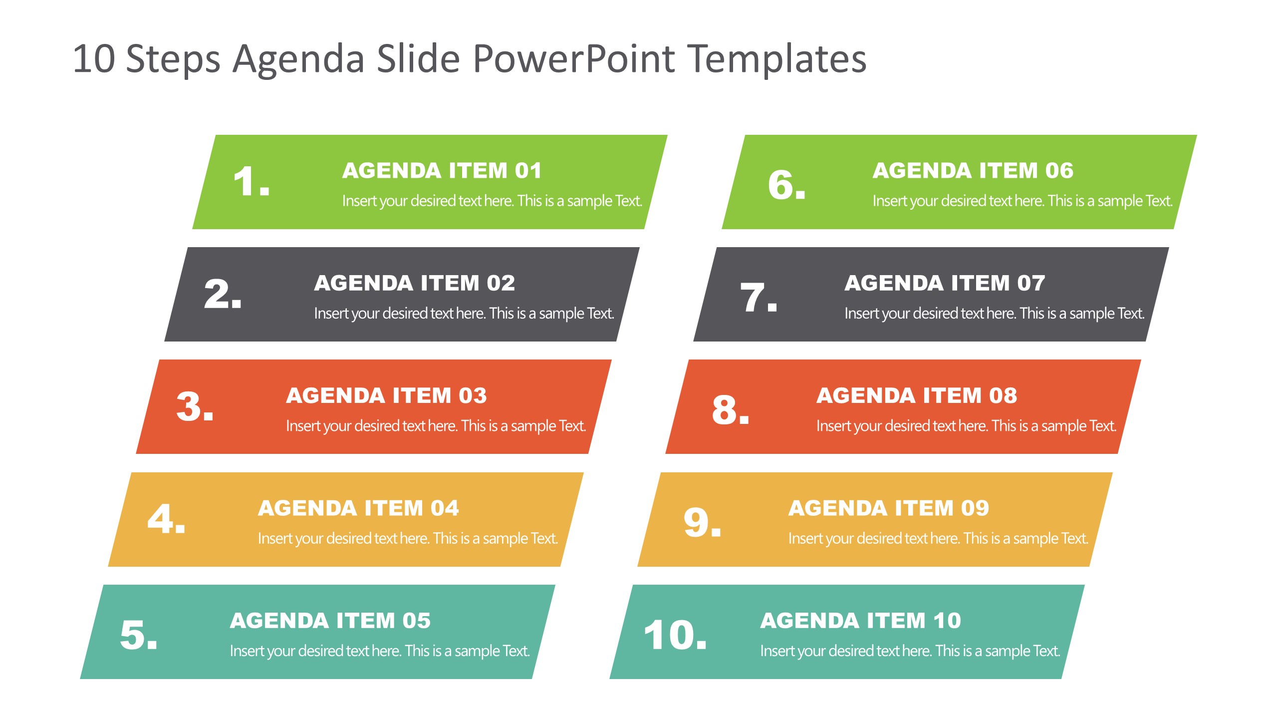 Agenda Presentation Template of 10 Items 