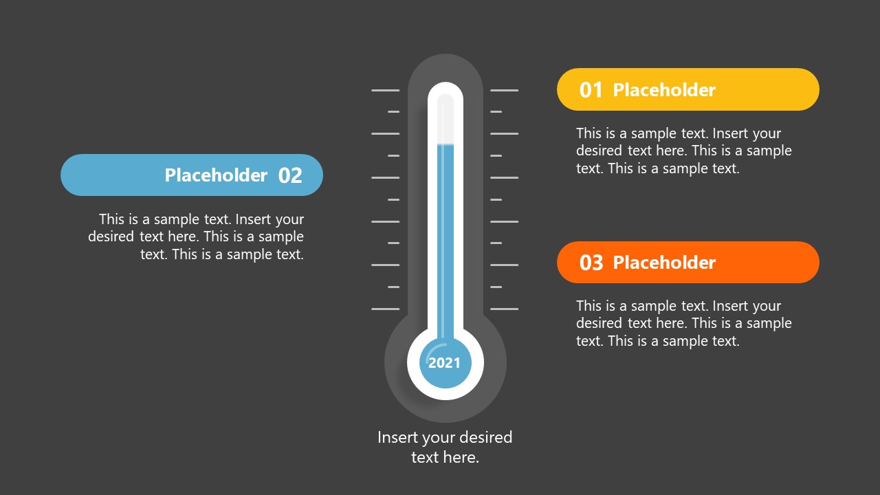 Template of Fundraising Thermometer 3 Steps Diagram 