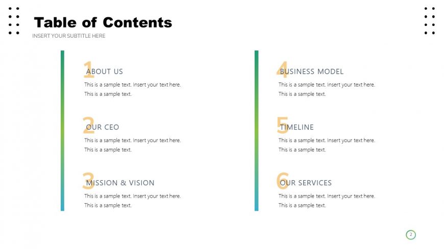 Company Profile PowerPoint Table of Contents 