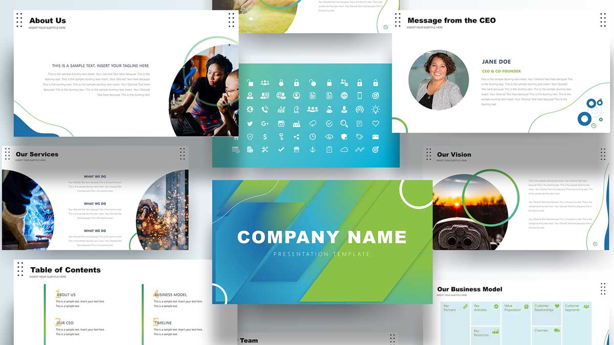 Powerpoint Company Presentation Templates   FF0361 01 Free Company Profile Powerpoint Template Cover 