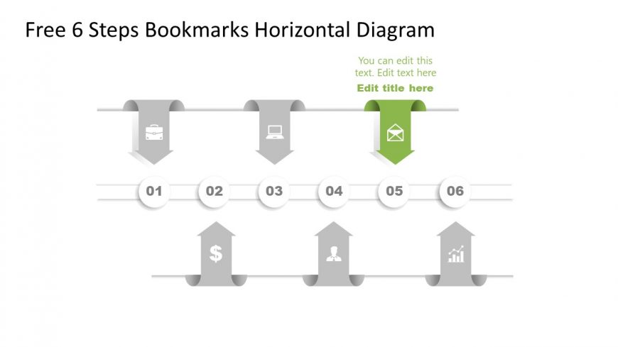 Horizontal Bookmark Diagram Step 4 PPT