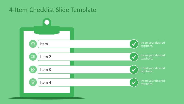 4-Item Checklist Editable PPT Slide
