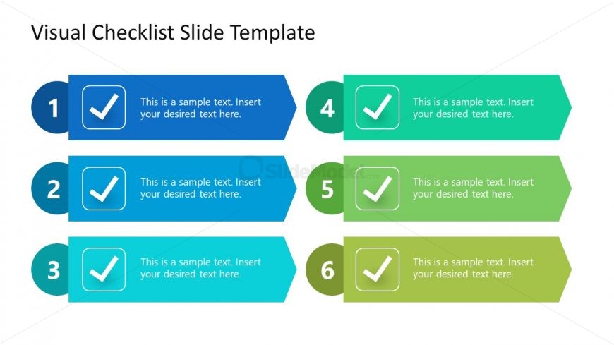 Colored Checklist Diagram for PowerPoint