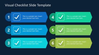 6 Points Colored Checklist Free PPT Template Slide 