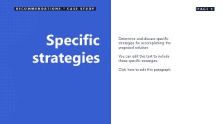 Blue & White Background Slide for Specific Strategies