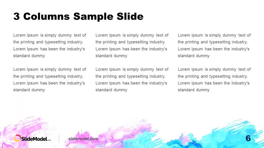 3 Columns PPT Slide Template with Aquarelle Background