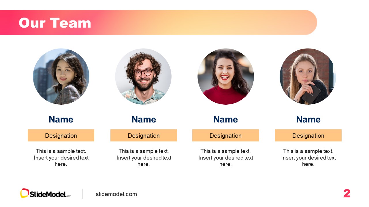 Our Team Slide with Images and Designation Labels - SlideModel