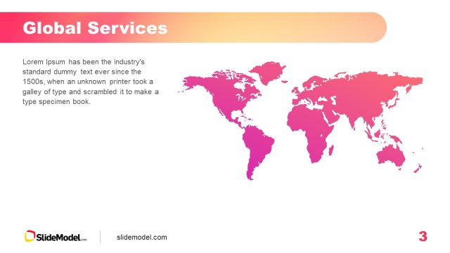 Global Services Slide with Editable PPT Map