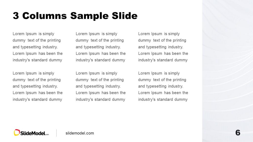 Three Column Slide with White Textured Background - SlideModel