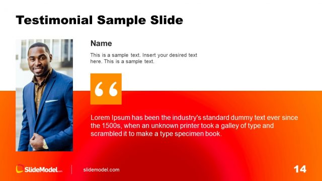 Testimonial Presentation Slide - Sunset Gradient Background - SlideModel