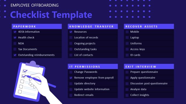Dark Background Free Checklist Slide for Employee Offboarding Presentation