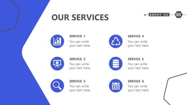 About Us PPT Template – Our Services Slide