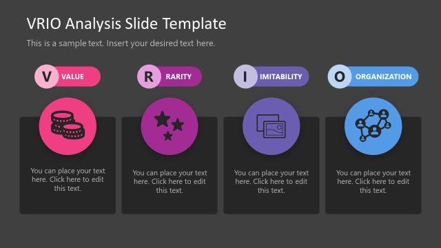 Dark Background Slide Design for VRIO Analysis