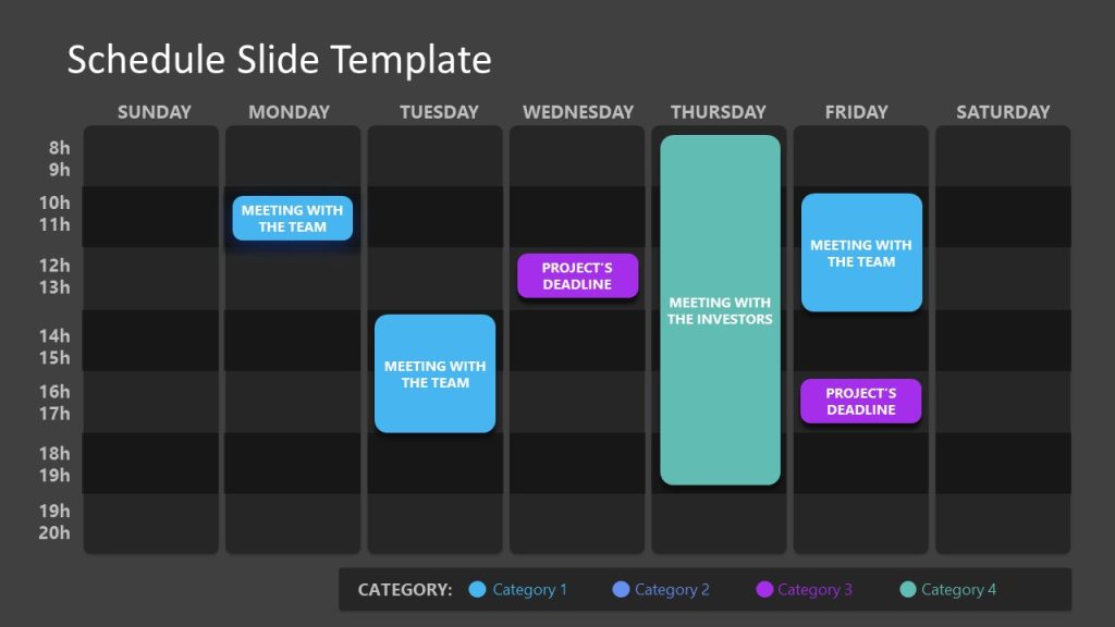 Free Schedule PPT Template Slide with Dark Background - SlideModel