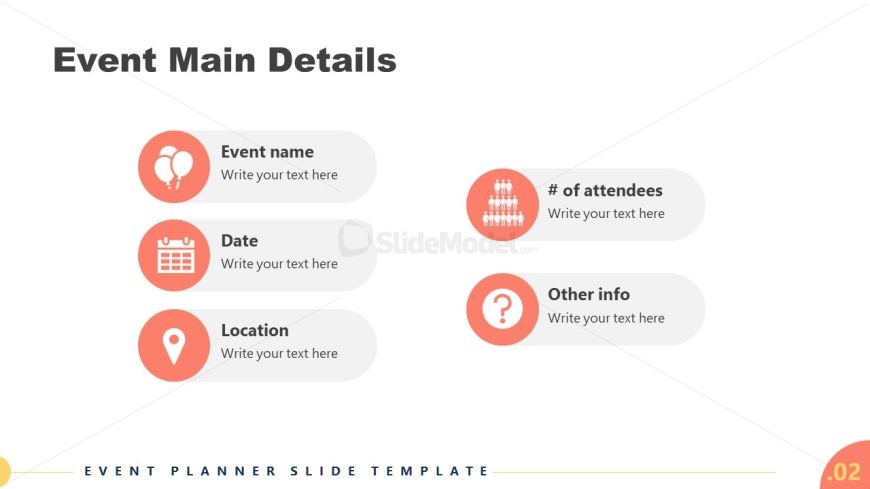 Event Planning Template - Main Details Presentation Slide Layout