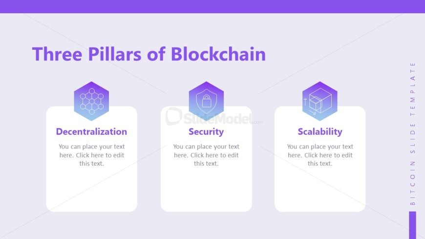 Three Pillars Slide for Blockchain PowerPoint Template 