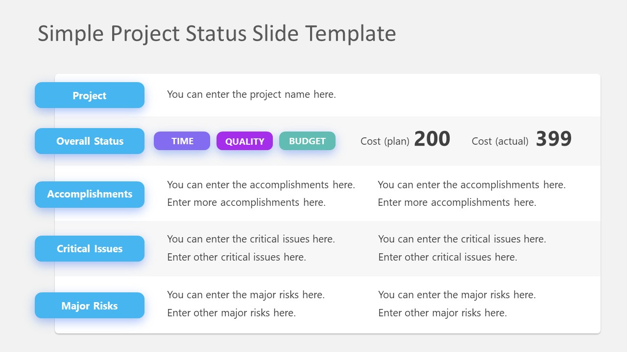 PPT Slide Template for Project Update Presentation