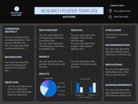 Comprehensive Research Poster Template with Dark Background
