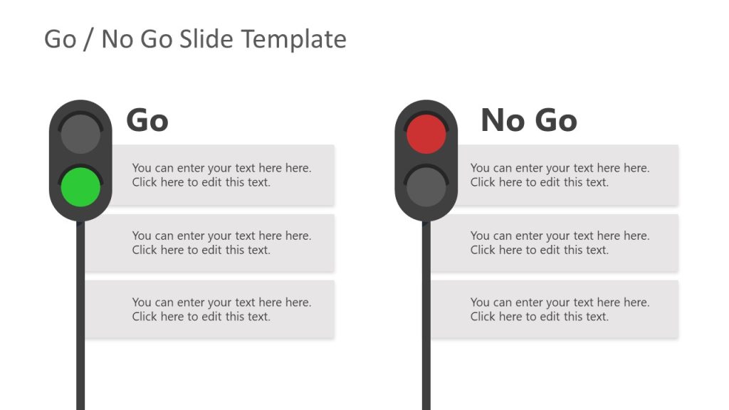 Traffic signal metaphor for go no go presentation slidemodel