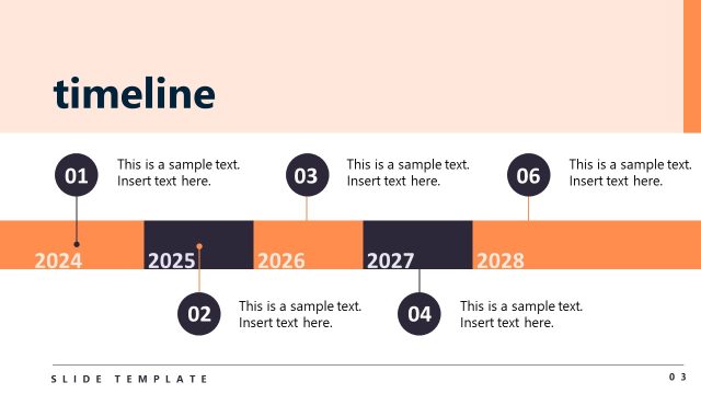 Five Step Horizontal Timeline Chart for PPT