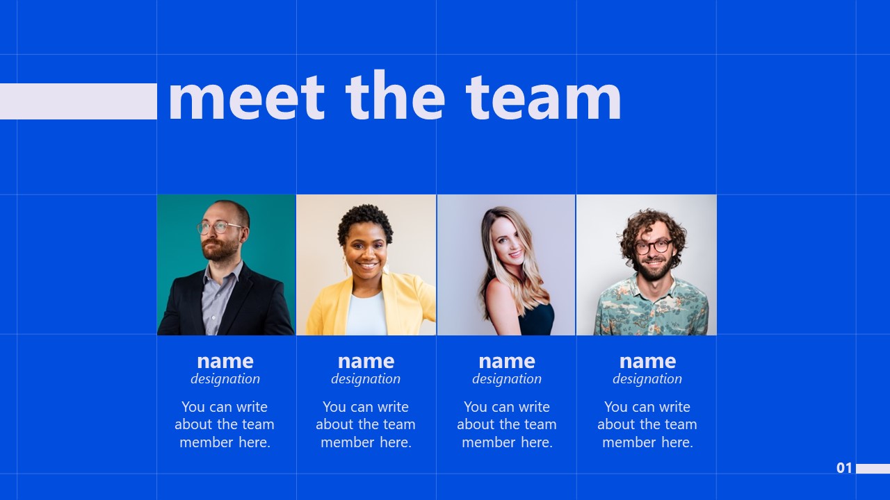 PPT Slide Template for Meet The Team Presentation