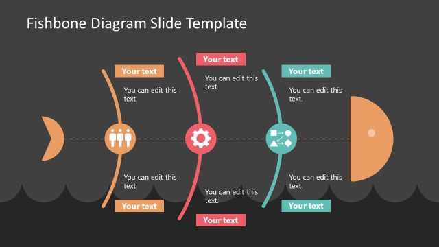 PPT Fishbone Diagram Slide with Dark Background