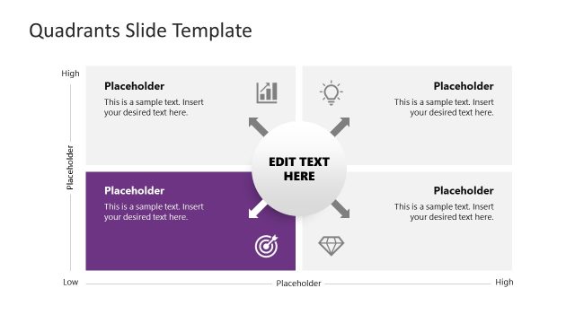 Slide with Purple Color Highlight for Quadrants Template