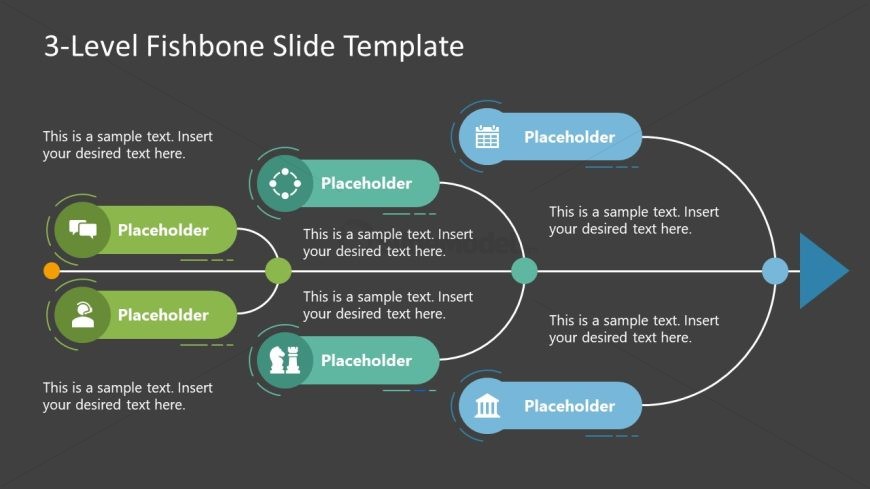 Editable Fishbone Template Diagram with Black Background