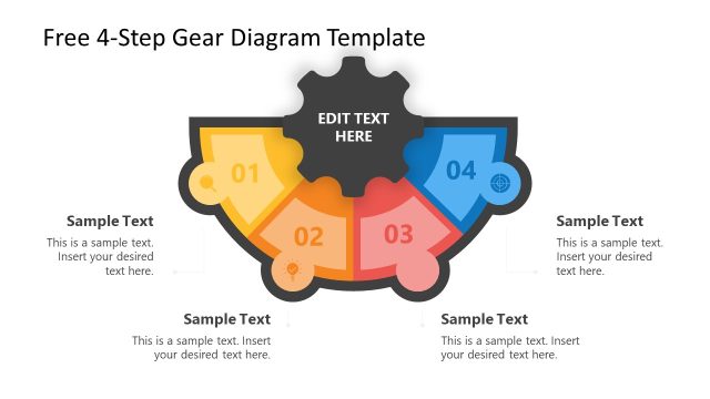 4-Step Gear Diagram Slide for PowerPoint