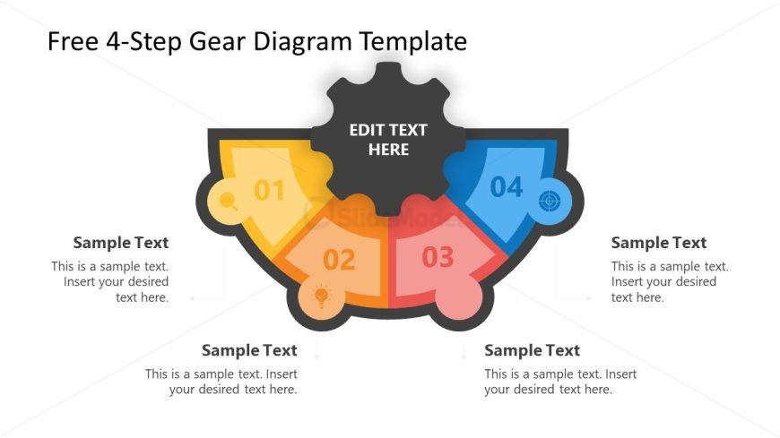 Slide Template with 4-Step Gear Diagram Presentation