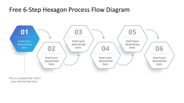 6-Step Hexagon Process Flow Diagram Presentation Template