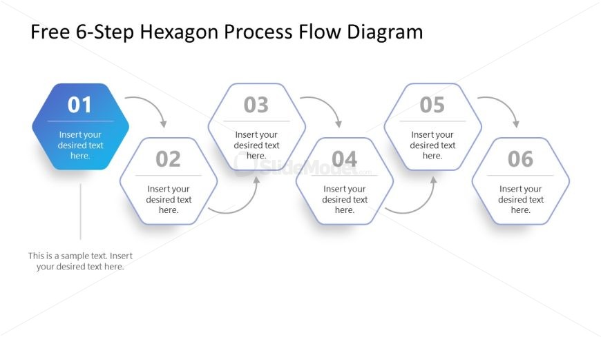 6-Step Hexagon Process Flow PowerPoint Slide 