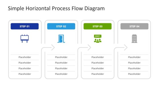 4-Step Horizontal Process Flow Diagram Template Slide 