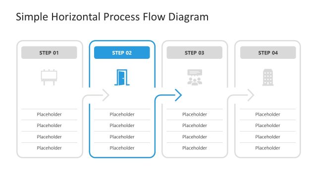 4-Step Horizontal Process Flow Diagram Template for Presentation