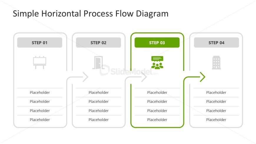 Free 4-Step Horizontal Process Flow Diagram PowerPoint Template