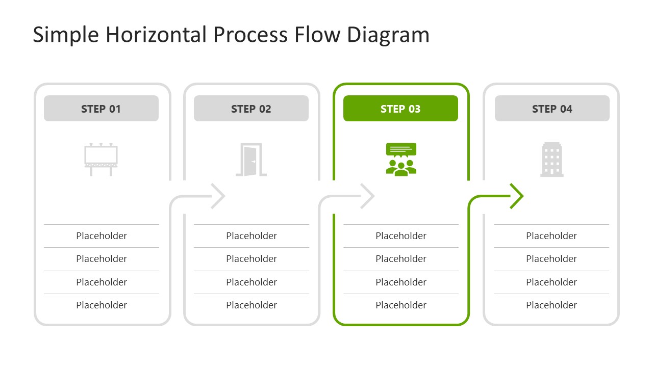 Free 4-Step Horizontal Process Flow Diagram Template