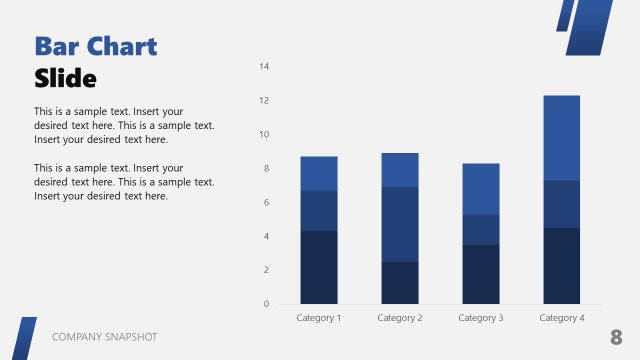 Editable Company Snapshot PPT Template – Bar Chart Slide
