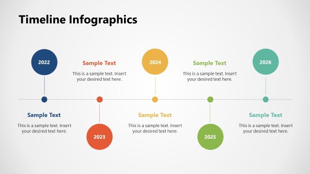 Straight Line Timeline Diagram Template Slide