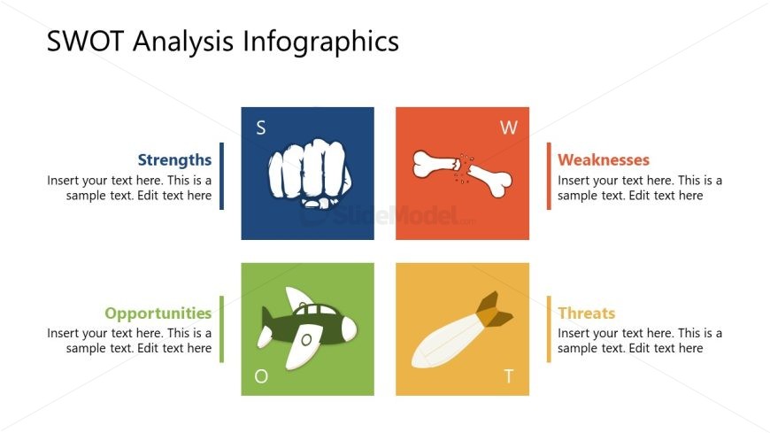 Square Diagram SWOT Template Slide 