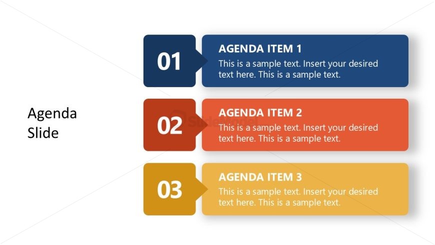 PPT Template 3 Agenda Items Horizontal Boxes